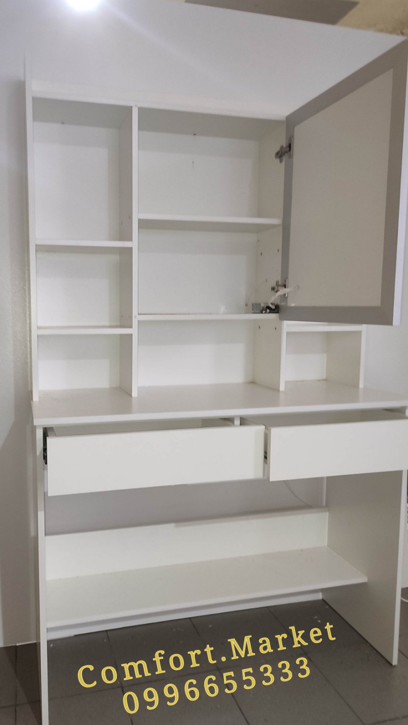 Makeup artist's dressing table with drawers, shelves and mirror with LED lighting Гримерный стол визажиста с ящиками, полочками и зеркалом с ЛЕД подсветкой — изображение 2
