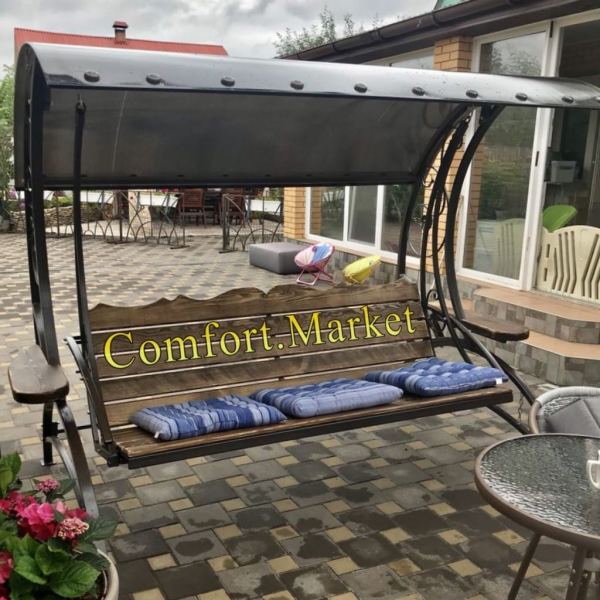Садовые качели Paradise с жесткой крышей из поликарбоната - Comfort Market Заказать садовые качели Paradise с гарантией качества 10 лет в Украине