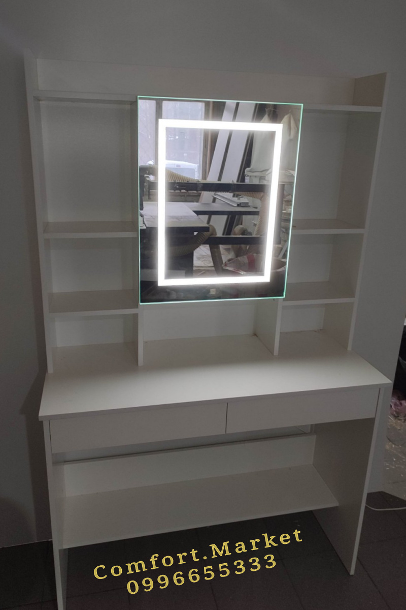 LED зеркало и столик для косметики со множеством ящиков, полочек и ниш - новинка в Украине! Эксклюзив от "Комфорт Маркет" - элитная мебель, которая подойдёт как для салона красоты, парикмахерской, так и для мастера макияжа, причёсок на дому., фото, мебель Comfort Market